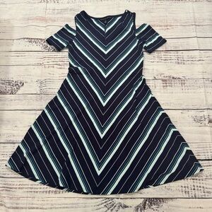 White House Black Market Blue Cold Shoulder A-Line Mini Dress size extra small